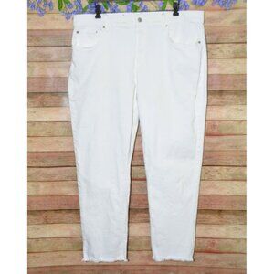 Gap Mid-Rise Girlfriend Ankle Jeans Optic White Size 18R 34 Raw Hem Classic